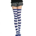 thumbnail image 4 of Bas Cosplay Femme Violet Blanc Rayures Lolita Longues Chaussettes au-Dessus du Genou Chaussettes de Compression pour Femmes, 4 of 6