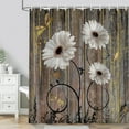 thumbnail image 3 of Farmhouse Flower Floral Shower Curtain,Rustic White Daisy Shower Curtain Set,Country Yellow Wooden Wild Garden Plant Fabric Shower Curtain with Hooks Bathroom Curtain 70X70in, 3 of 5