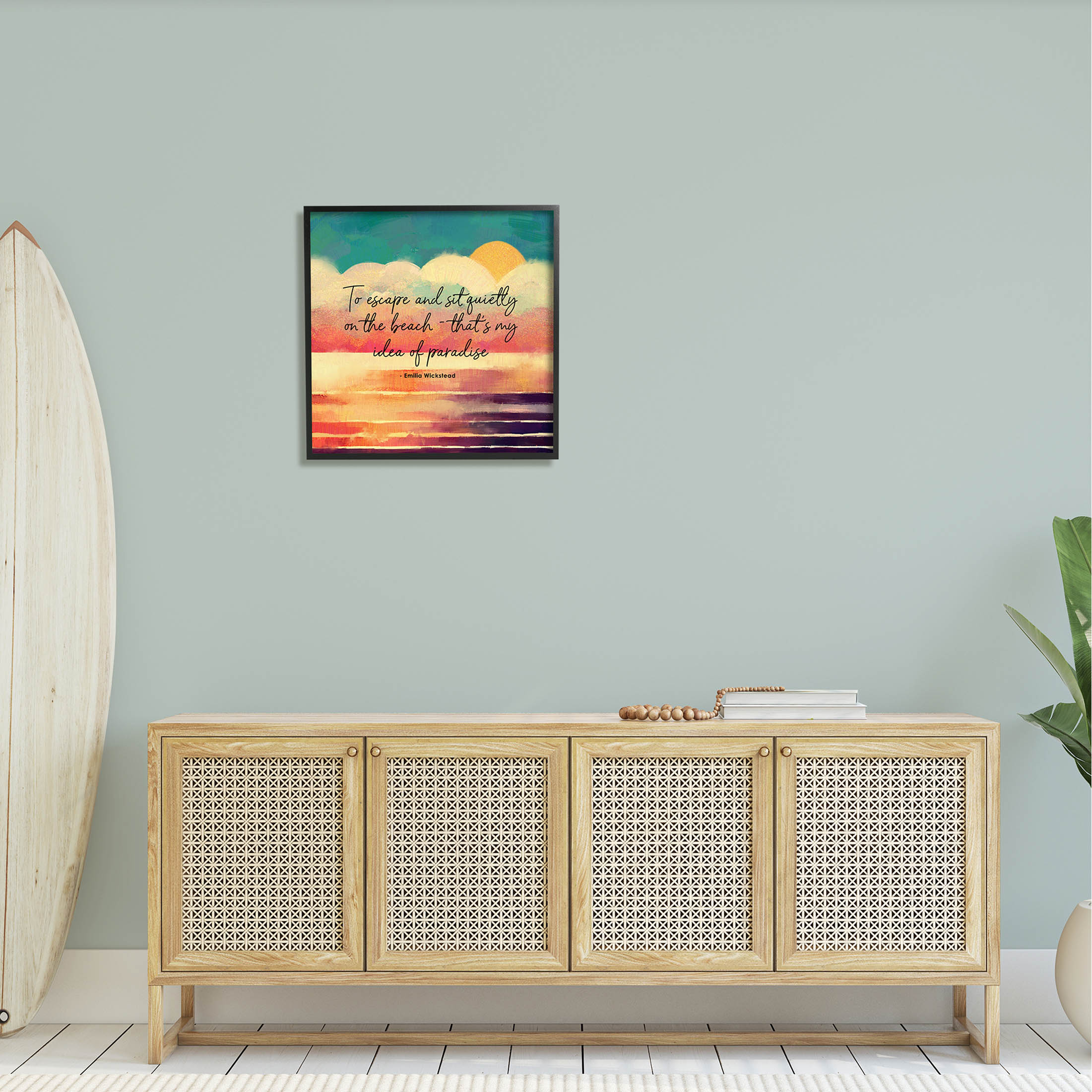 Stupell Industries To Escape Paradise Phrase Graphic Art Black Framed Art Print Wall Art, Design by Ziwei Li