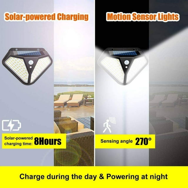 Baohd Applique Murale Solaire 102LED Lampe de Jardin Étanche IP55 Sans Fil pour Allée 4 Pcs