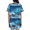 thumbnail image 3 of Kdxio Mountain Cottage In Snow Print Pajamas Sets for Women Short-Sleeved Pjs with Lounge Shorts Two Piece Sleepwear S-4XL, 3 of 8