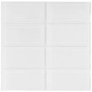 CNK Tile Beveled White Glass Subway Tile 12" x 12