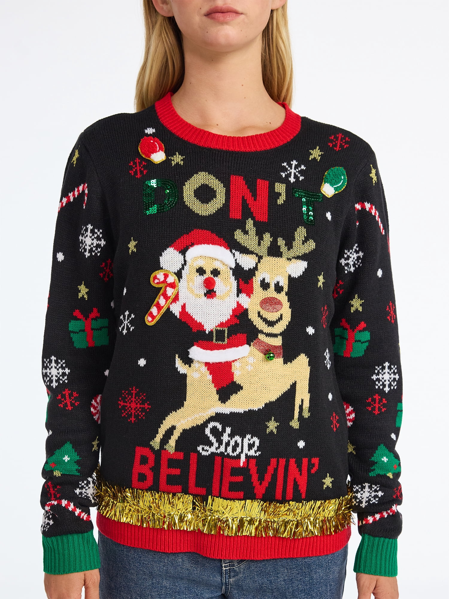 No Boundaries Christmas Sweater, Lightweight, Women's