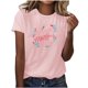 thumbnail image 1 of Blusas de Manga Corta para las Mujeres Imprimir Cuello Redondo, Camiseta Casual para Primavera Verano Diario, 1 of 4