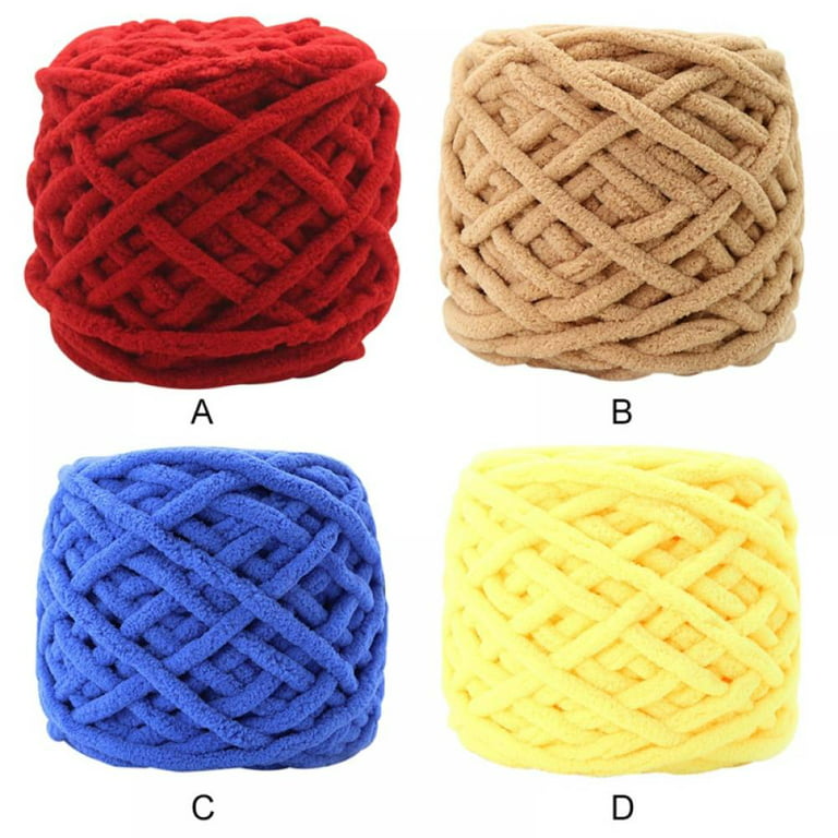 Single Big Ball Terylene Wool Yarn Thick Ice Strip Yarn for Needle  Knitting(Red) 