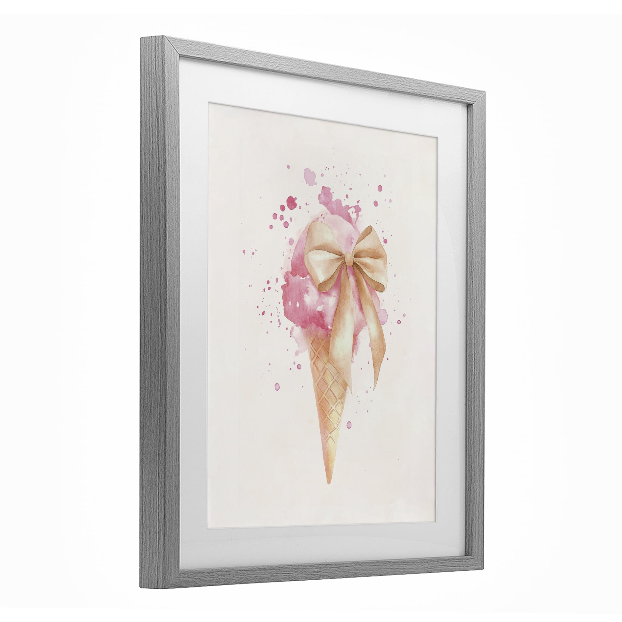 Stupell Industries Icy Charm Ice Cream Cone Gray Framed Print Under Glass, design by Svetlana Aleynikova