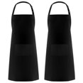 thumbnail image 1 of Syntus Paquete de 2 delantales de cocina 100% algodón ajustable con 2 bolsillos, delantales de cocina para mujeres, hombres, chef, color negro, 1 of 5