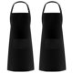 thumbnail image 1 of Syntus Paquete de 2 delantales de cocina 100% algodón ajustable con 2 bolsillos, delantales de cocina para mujeres, hombres, chef, color negro, 1 of 5