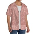 thumbnail image 4 of Daiia Rose Gold Pink Glitter Men's Linen Shirts Short Sleeve Casual Shirts Button Down Shirt for Men Beach Summer Wedding Shirt-3X-Large, 4 of 7