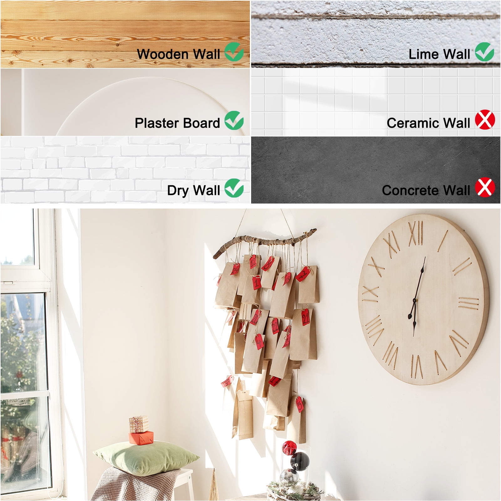 Uxcell Picture Hangers, 40 pack 100lb Metal Picture Hanging Kit with Nails, Picture Frame Hooks on Drywall Wooden
