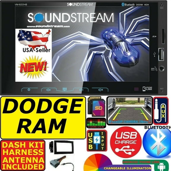 98-01 DODGE RAM TOUCHSCREENBLUETOOTH USB AUX SD AM/FM CAR RADIO STEREO PACKAGE