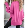 thumbnail image 5 of Womens Oversized Sweatshirts Crew Neck Long Sleeve Shirts Casual Loose Slit Fall Outfits Pink M, 5 of 7