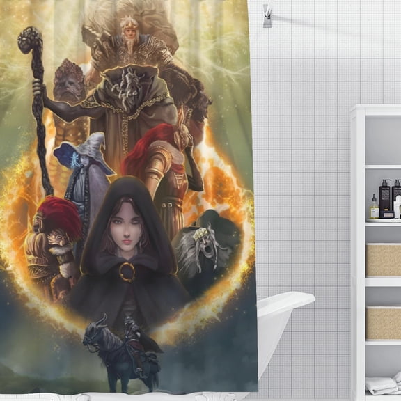 Elden Ring Shower Curtain 35*70.8 Inches Waterproof And Durable Vivid Patterns Instantly Elevates Bathroom Style