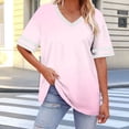 thumbnail image 2 of gakvbuo Women'S Plus Size Tunic Tops Oversized V-Neck Short Sleeve Color Blocks Summer Shirt Loose Sports T-Shirt, 2 of 8