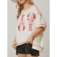 thumbnail image 6 of Michellecmm Women's Short Sleeve Round Neck Tunic Tops Glitter Sequin Lobster Crawfish Print T-Shirts Blouses, 6 of 7