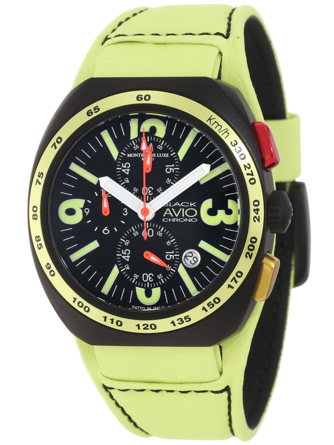 Men's BK5503 Black Avio Summer Chrono Luminous Leather Watch