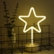 thumbnail image 2 of Letreros de luz de neón con forma de estrella LED blanca cálida, luz nocturna, arte decorativo, base de soporte, lámpara de mesa para el hogar, niños, bodas, Navidad, fiestas de cumpleaños, funciona c, 2 of 4