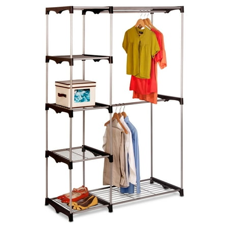 Honey Can Do Double Rod Freestanding Closet, Chrome