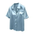 thumbnail image 4 of Maplenight Silk Button Down Shirts for Women Summer Satin Short Sleeve Shirt Dressy Business Casual Tops Ladies Elegant Blouses, 4 of 5