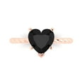 thumbnail image 2 of 2.0ct heart cut black natural onyx 14k rose gold Bridal Wedding Engagement Promise Anniversary Ring for Women size 3.75, 2 of 7