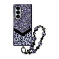 thumbnail image 2 of for Samsung Galaxy Z Fold 3 Case with Leopard Print Wrist Strap, Leopard Pattern Plush Fashion Stone Design Shockproof Protective Phone Case with Bracelet for Samsung Galaxy Z Fold 3, Purple, 2 of 12
