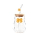 thumbnail image 2 of Vaso de agua de vidrio con tapa y pajita de vidrio – Vaso de 450 ml con decoración de mariposa para café, té y bebidas frías – Vaso reutilizable para el hogar, la oficina y uso al aire libre., 2 of 6