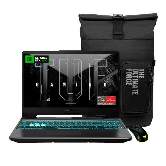 Laptop Asus TUF Gaming NVIDIA GeForce RTX 2050 FA506NF-HN063W AMD Ryzen 5 7535HS 8GB 512GB Black Mochila y Mouse