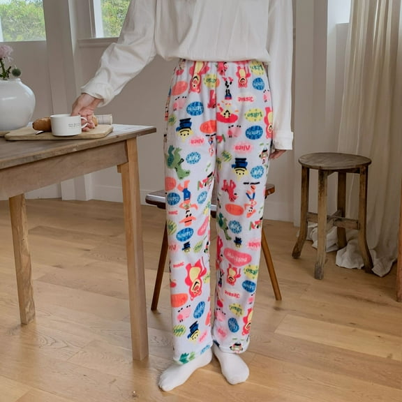 Cool Hello Kitty Kuromi Sanrio Cartoon Plush Pants Y2K Halloween Kt Cat Pumpkin Pajama Pants Autumn/winter Warm Home Pants Gift