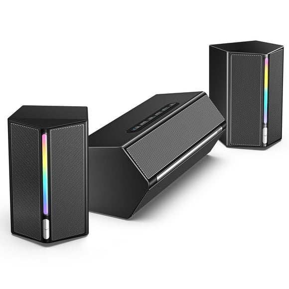 FIFINE Computer Speakers System with Subwoofer, Gaming Speaker for PC with RGB, Volume Control, Monitoring, 3.5mm Aux Input, AC Powered Speakers for