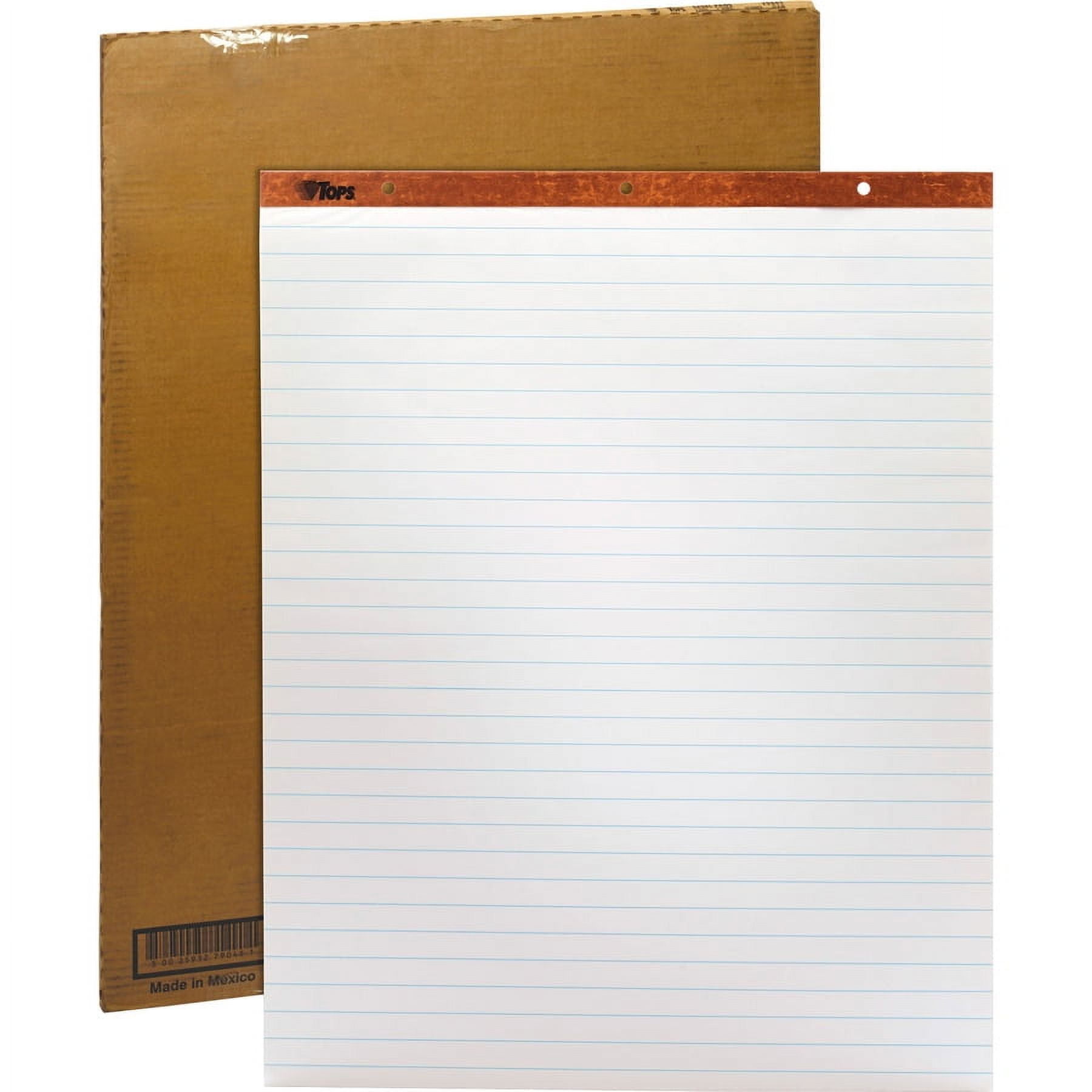 Tops Horizontal Ruled Easel Pads - 50 Sheets - Stapled/glu - 15 Lb Basis Weight - 27" X 34" - White Paper - Perforated, Punched - 2 / Carton