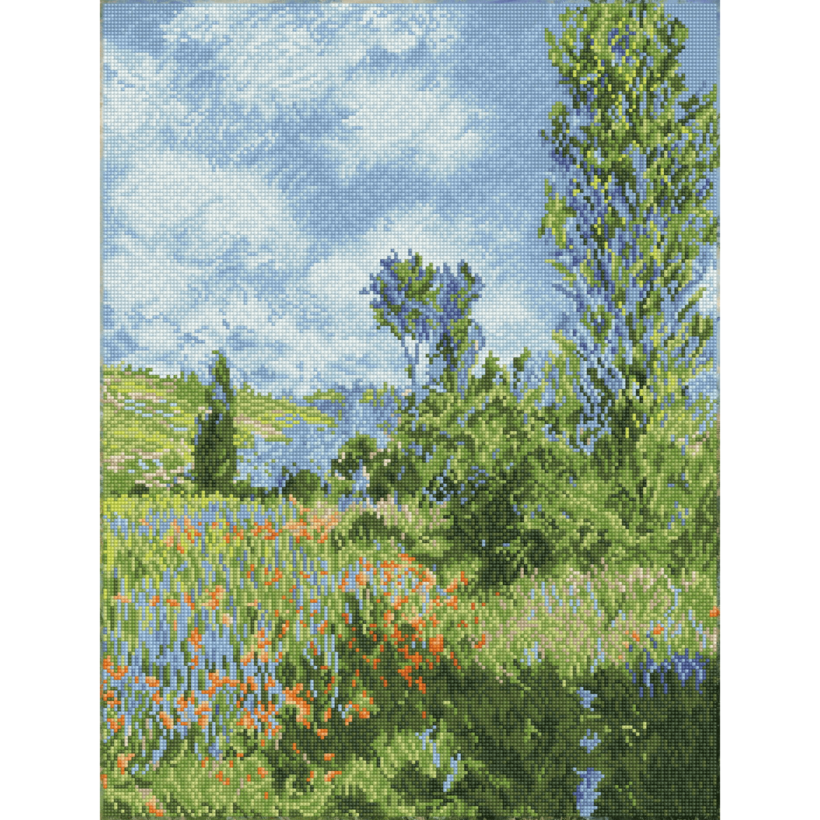 Diamond Dotz View of Vetheuil (apres Claude Monet) Landscape Diamond Painting Kits for Adults - Diamond Art Kits a Relaxing Creative Craft Kit with Dotz Gems   26"x19.7"