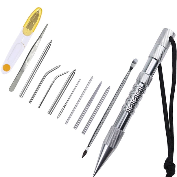 Soidarity Marlin Set Agujas de cordones Acero inoxidable Profesional Pequeña artesanía Costura Reutilizable Extraíble Tejer Pin Trabajo de cuero carpas 12 piezas de plata Soidarity OD023335-02B