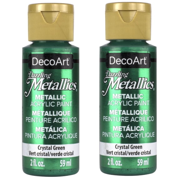 [2-PACK] -  Decoart Dazzling Metallics Acrylic Paint 2oz - Crystal Green