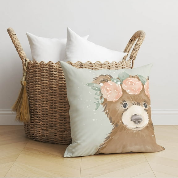 Bearly Sage Throw Pillow