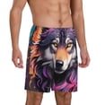 thumbnail image 2 of Sikiie Colorful Wolf Head A Mens Pajama Shorts, Lightweight Lounge Pant with Pockets Soft Sleep Pj Shorts for Men3X-Large, 2 of 6