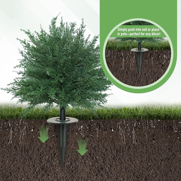 Waipfaru Set of 2 Artificial Cedar Topiary Trees, 24 Inch photo 2
