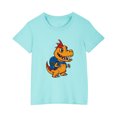 thumbnail image 3 of Zwiiyzr 3-10Y Dinosaur Toddler Kids Boys Girls Short Sleeve T-Shirts Crew Neck Top Tee Cotton Print Fashion Cute Top Light Blue, 3 of 6