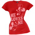 thumbnail image 1 of Mickey Mouse - He Loves Me Juniors T-Shirt, 1 of 1
