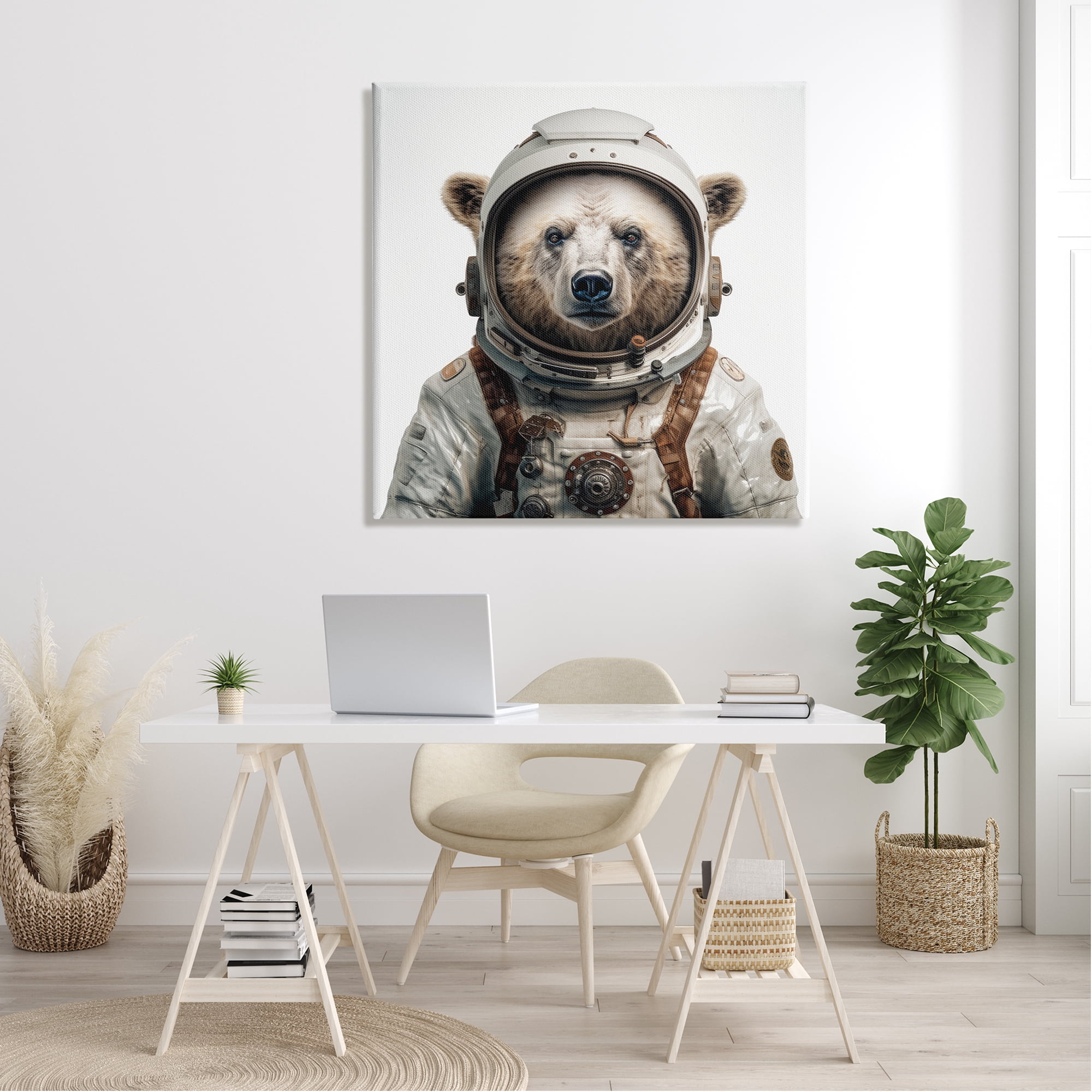 Stupell Industries Bear in Space Suit Animals & Insects Painting Gallery Wrapped Canvas Art Print Wall Art, 36 x 36