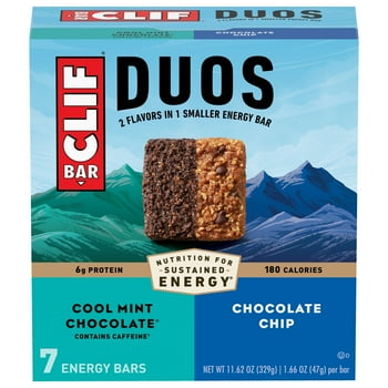 CLIF Bar Duos Cool Mint Chocolate & Chocolate Chip Energy Bars, 7 Ct, 1.66 oz