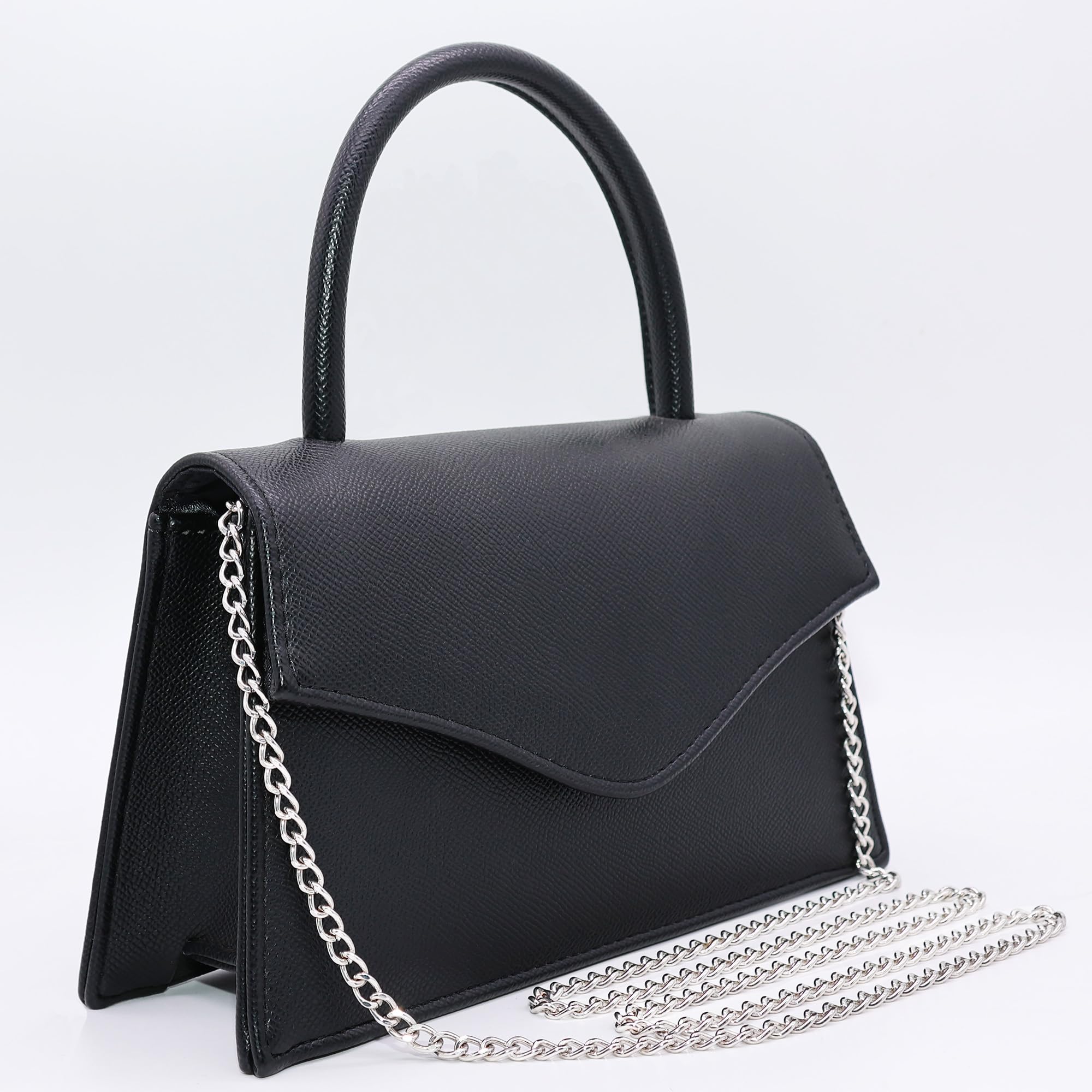 Milisente Women's Evening Bag Bridal Party Clutch Purses Cocktail Prom Handbags with Patent Leather（Embossed Black）