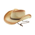 thumbnail image 2 of XIAOCHA Mens Gradient‑Weave Rivet‑Trim Cowboy Hat Chin‑Strap Western Hats Horse‑Riding Travel Straw Cowboy Hat,Orange, 2 of 3