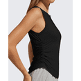 thumbnail image 3 of G4Free Lyocell Ruched Side Workout Tank Tops Woman High Neck Waist Length Gym Tanks Soft Relaxed Fit for Training, 3 of 8