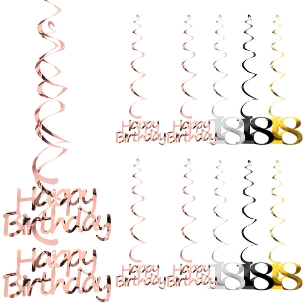 KAKOWELY Juego de 2 decoraciones en espiral para fiestas, decoración en espiral para 18.º cumpleaños, decoración en espiral para colgar en el techo del 18.º aniversario.