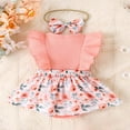 thumbnail image 3 of Bébé Filles Robe Romper Mouche Manches Floral Romper + Bandeau Noeud, 3 of 9
