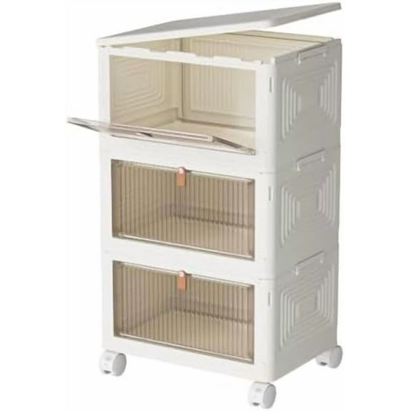 23Qt Plastic Storage Bins with Lids 3 Tier, Stackable for Storage, Boxes Lids, Containers, Multifunctional Folding Bedroom, Living Room, Study, Toy White