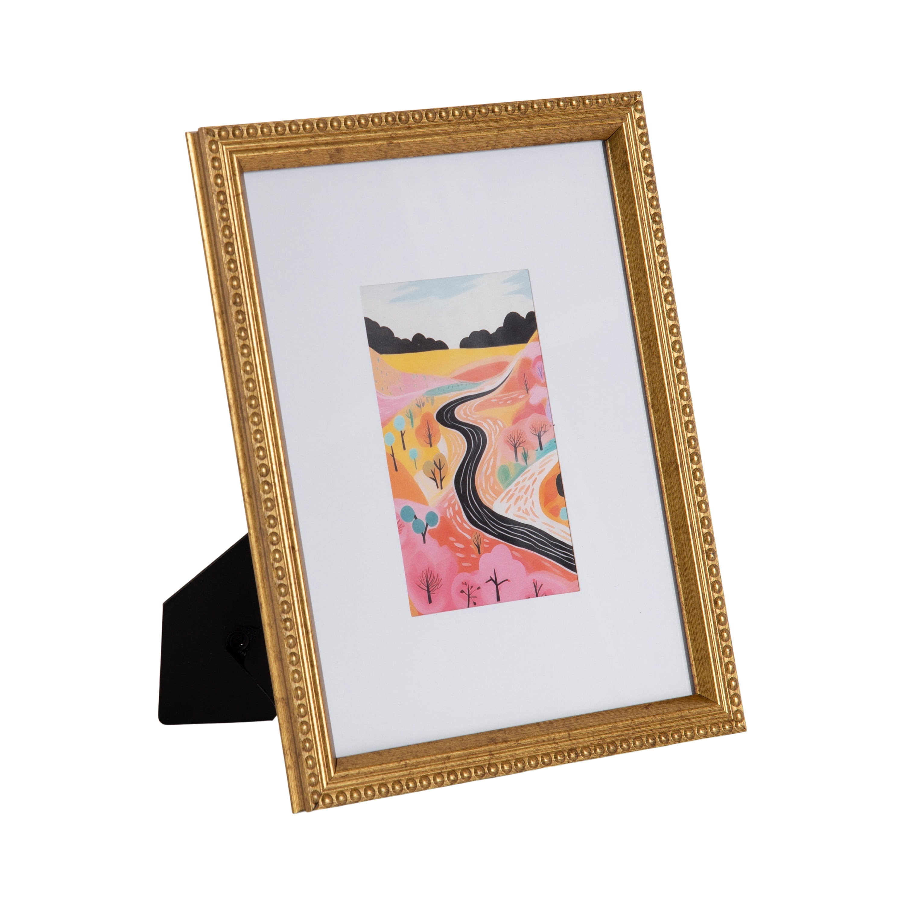 DesignOvation 8x10 Matted for 4x6 Beaded Gold Decorative Tabletop Picture Frame