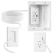 in Wall Cable Management Kit with Brush Wall Plate TV Outlet Wall Kit 2AC+USB-a/c Recessed Outlet Box 9.8ft Cord for TV Workspace Setup Living Room Home Theater Setups