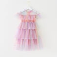 thumbnail image 3 of Fozruso Vintage Girls Dress Toddler Girls Fly Sleeve Star Moon Sequin Dress Rainbow Tie Dye Dance Party Ruffles Dresses Clothes Sizes 2-3 Years, 3 of 5