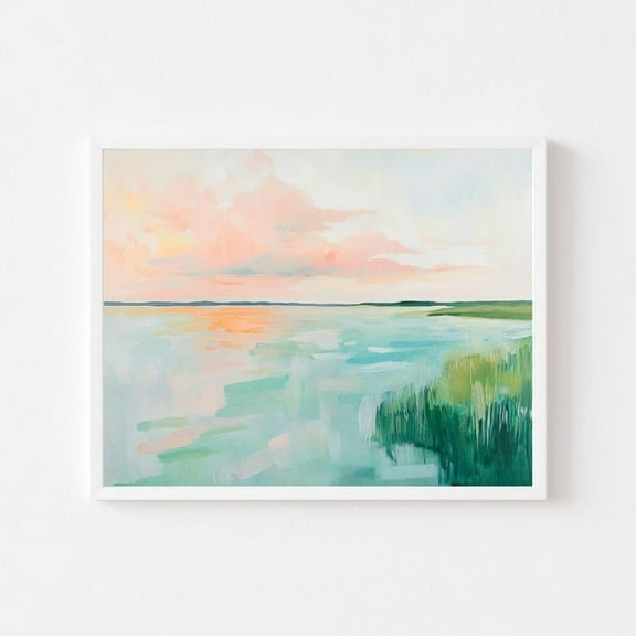 Kna Prints - Colorful Marsh Sunset Landscape Painting Carolina Lowcountry Coastal Watercolor Wall Art Print Beach House For Home Decor, Living Room, Bedroom, Office, UNFRAMED-8x12